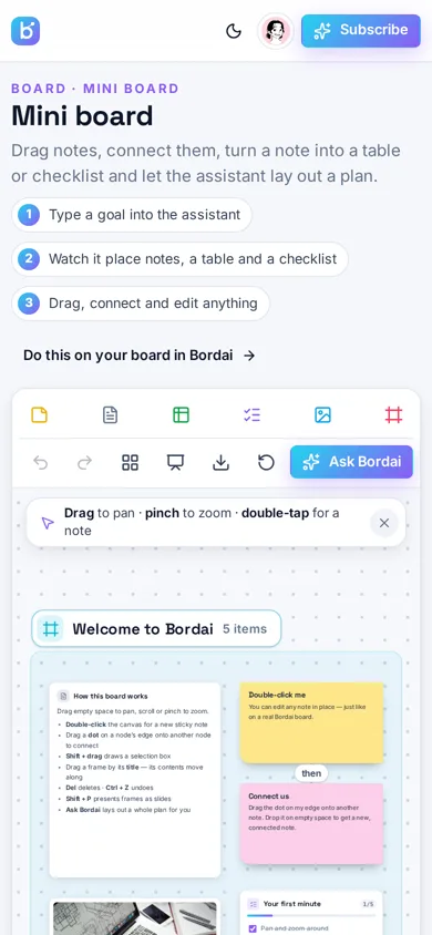 Bordai demo on mobile