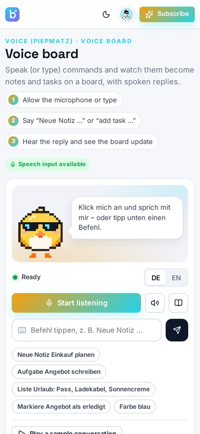 Bordai Voice demo on mobile